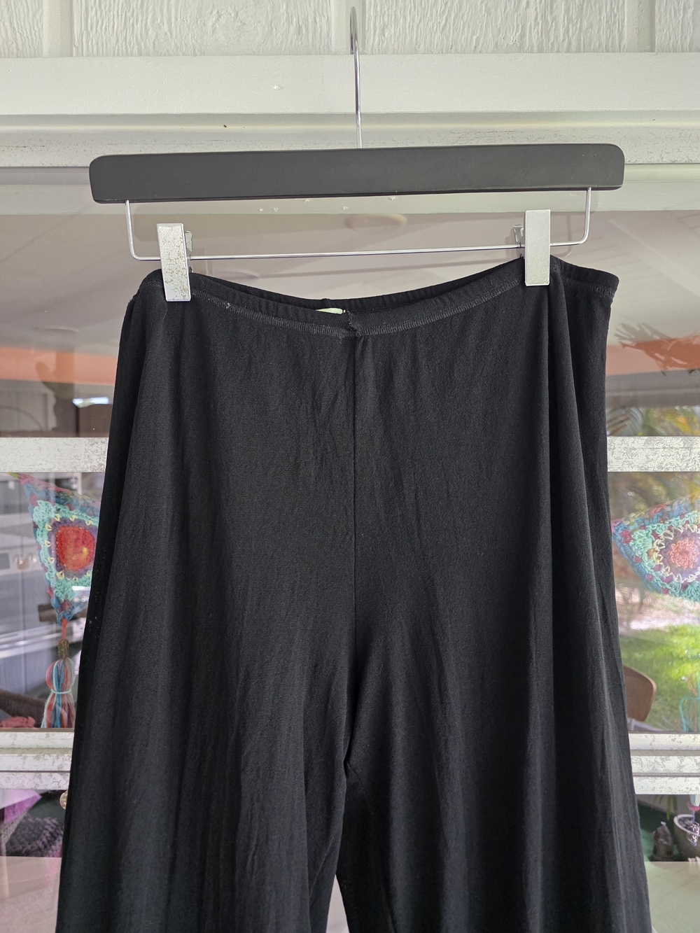 Vintage Y2K Mesh Wide Leg Crops Petit Pois XL Nylon Made In USA Boho Chic - Picture 3 of 13